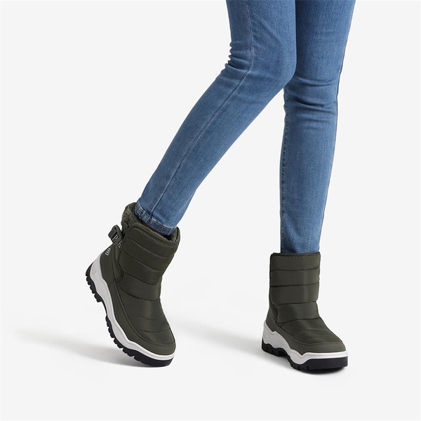 Waterproof Faux Fur Ankle Snow Boots - DARK GREEN - 1