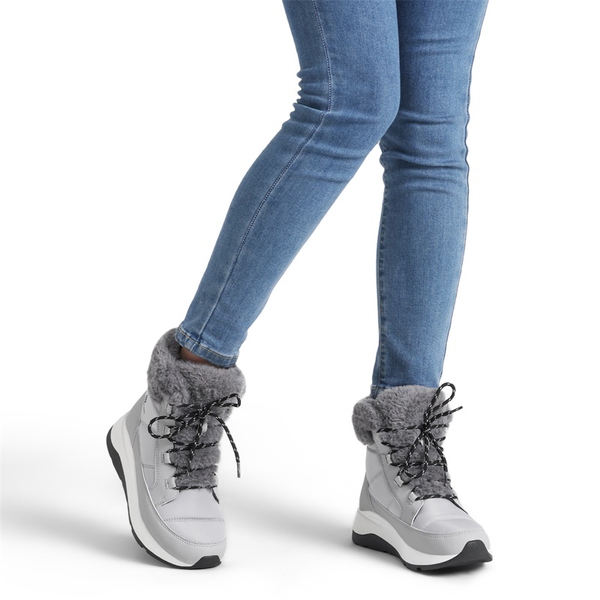 Faux Fur Winter Ankle Boots - GREY - 2