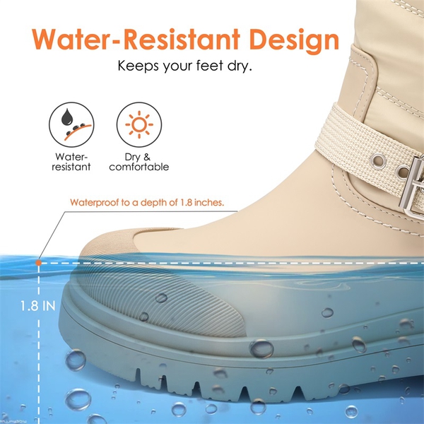 Non-Slip Mid-Calf Waterproof Snow Boots - NUDE - 5