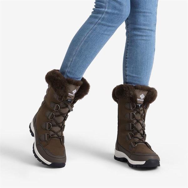 Non-Slip Mid Calf Faux Fur Snow Boots - BROWN - 1