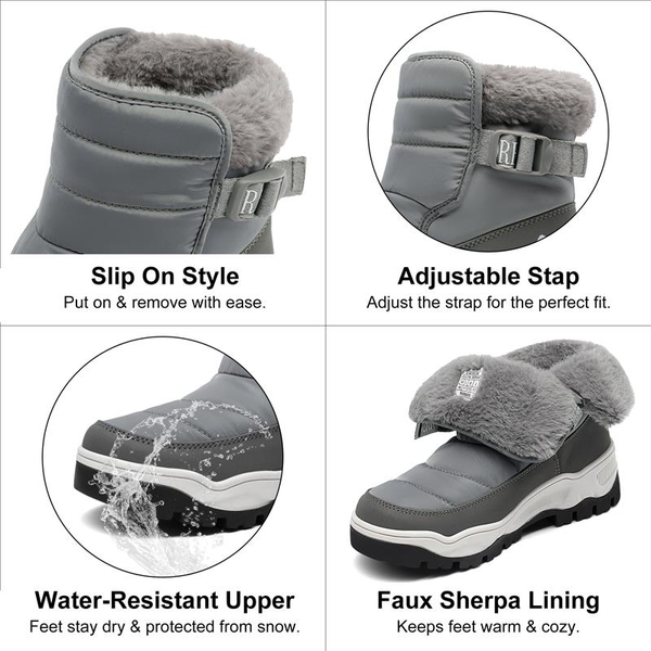 Waterproof Faux Fur Ankle Snow Boots - GREY - 3