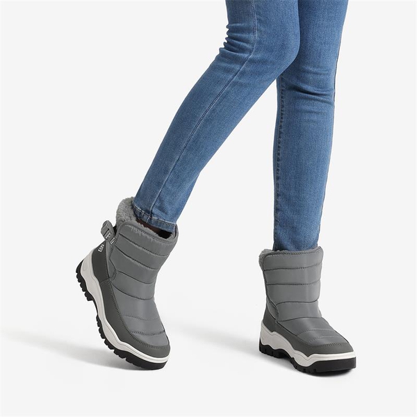 Waterproof Faux Fur Ankle Snow Boots - GREY - 1