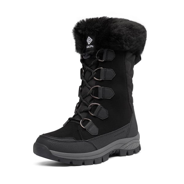 Non-Slip Mid Calf Faux Fur Snow Boots - BLACK -  0