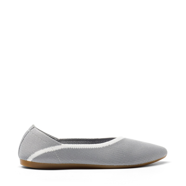 Pointed Toe Knit Ballet Flats - GREY - 2