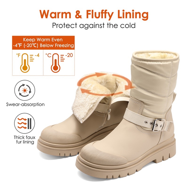 Women s Mid Calf Snow Boots In Green Black Nude Dream Pairs