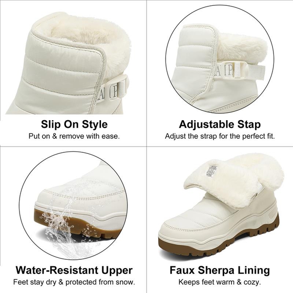 Waterproof Faux Fur Ankle Snow Boots - WHITE - 3
