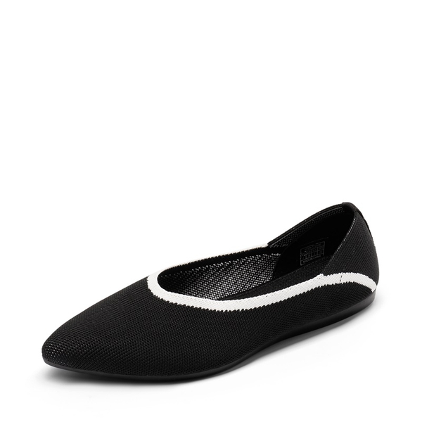 Pointed Toe Knit Ballet Flats - BLACK -  0