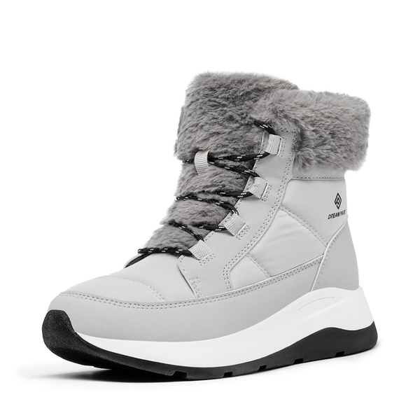 Faux Fur Winter Ankle Boots - GREY -  0