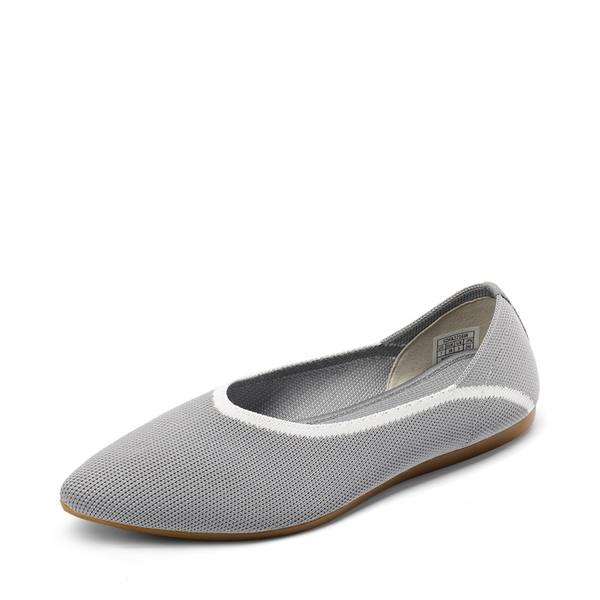 Pointed Toe Knit Ballet Flats - GREY -  0