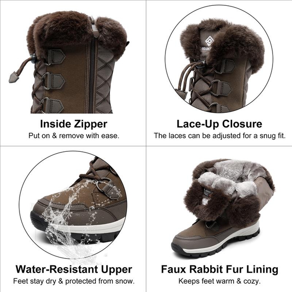 Non-Slip Mid Calf Faux Fur Snow Boots - BROWN - 4