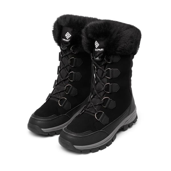 Non-Slip Mid Calf Faux Fur Snow Boots - BLACK - 2