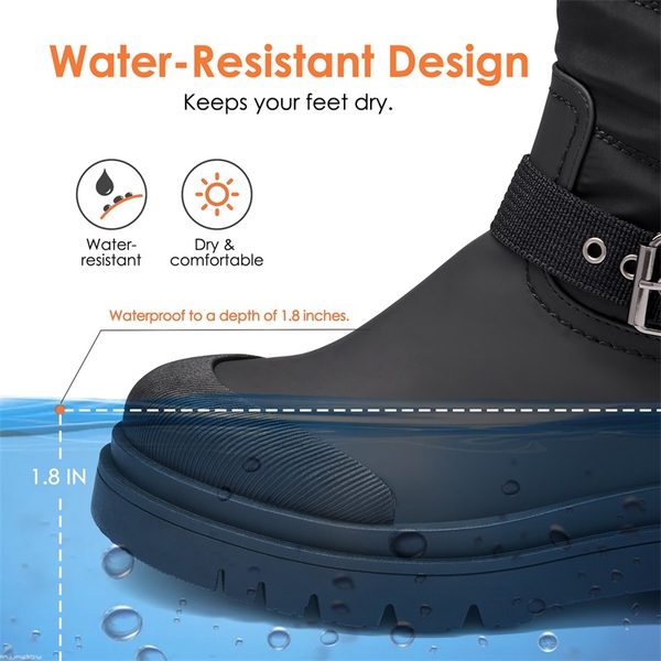 Non-Slip Mid-Calf Waterproof Snow Boots - BLACK - 5