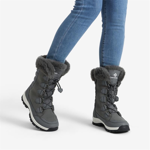 Non-Slip Mid Calf Faux Fur Snow Boots - DARK GREY - 1