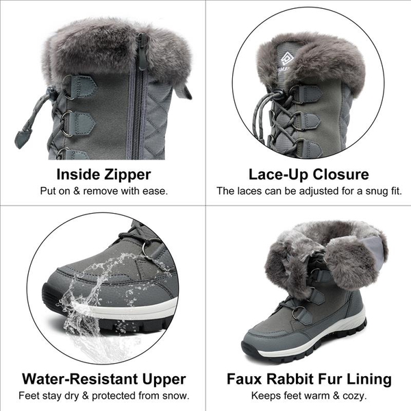 Non-Slip Mid Calf Faux Fur Snow Boots - DARK GREY - 4