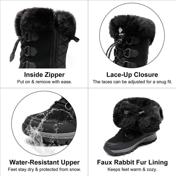 Non-Slip Mid Calf Faux Fur Snow Boots - BLACK - 4