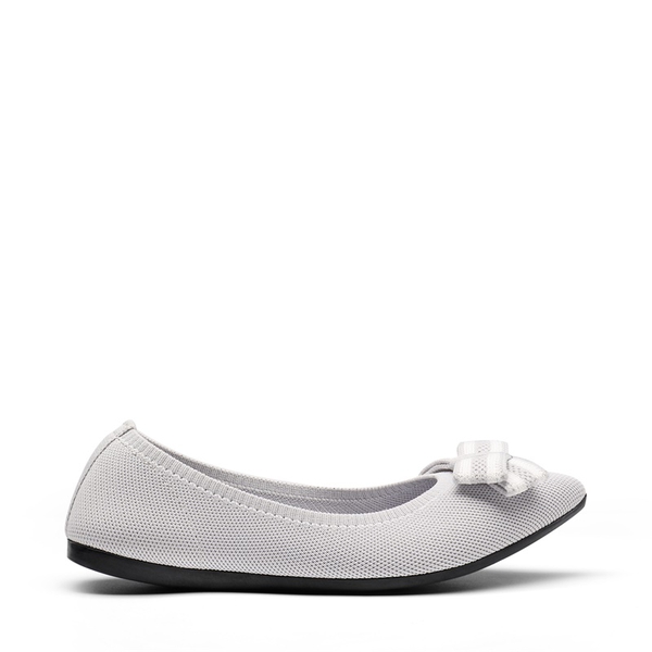 Bowknot Pointed Toe Knit Flats - GREY - 2
