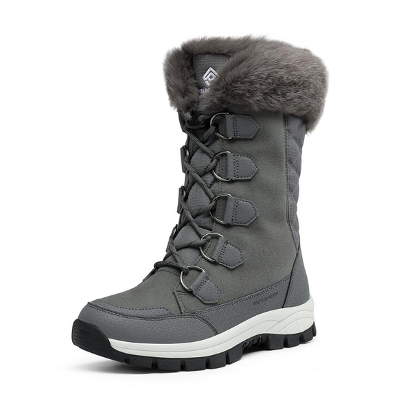 Non-Slip Mid Calf Faux Fur Snow Boots - DARK GREY -  0