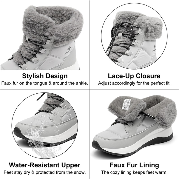 Faux Fur Winter Ankle Boots - GREY - 4