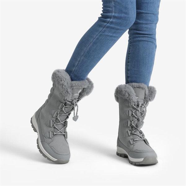 Non-Slip Mid Calf Faux Fur Snow Boots - LIGHT GREY - 1
