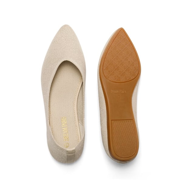 Pointed Toe Knit Ballet Flats - GOLD - 4