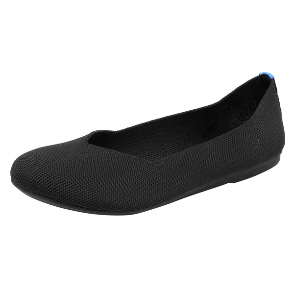 Round Toe Knit Flats - BLACK -  0