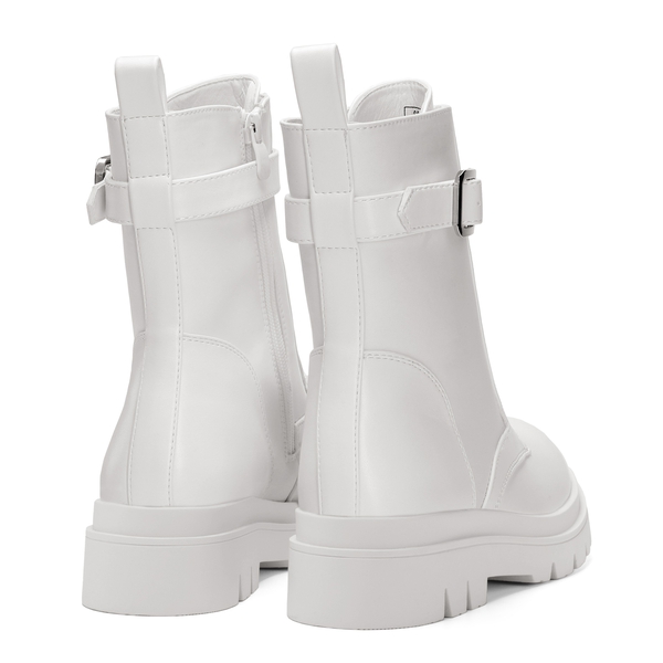 Platform Lace Up Lug Sole Combat Boots - WHITE - 3