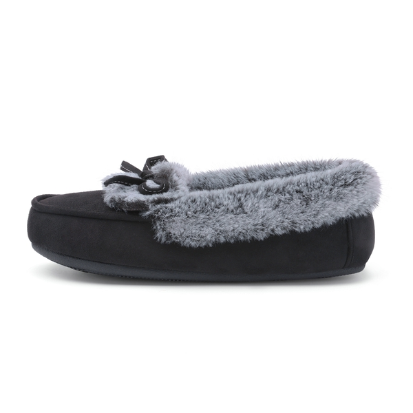 Slip on Faux Fur Lining Slippers - BLACK - 2
