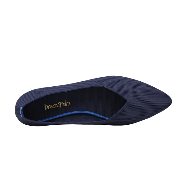 Pointed Toe Knit Flat Shoes - NAVY - 3