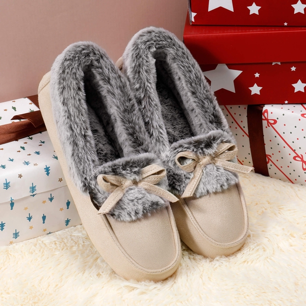 Slip on Faux Fur Lining Slippers - SAND - 4