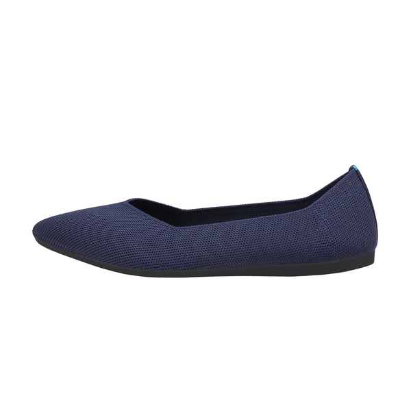 Pointed Toe Knit Flat Shoes - NAVY - 1