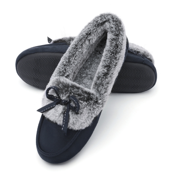 Slip on Faux Fur Lining Slippers - BLUE - 3