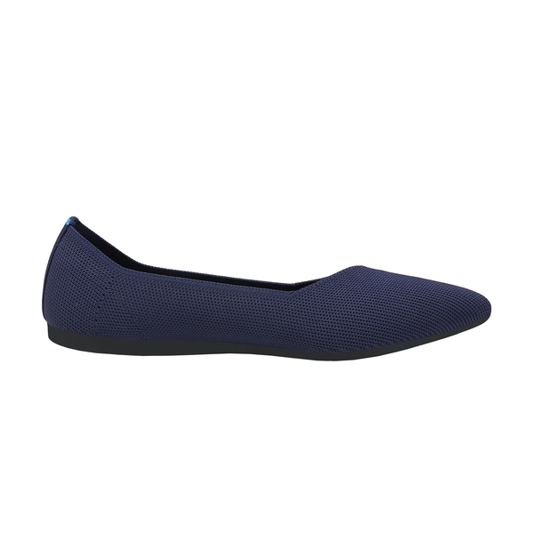 Pointed Toe Knit Flat Shoes - NAVY - 2