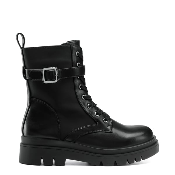 Platform Lace Up Lug Sole Combat Boots - BLACK PU - 2