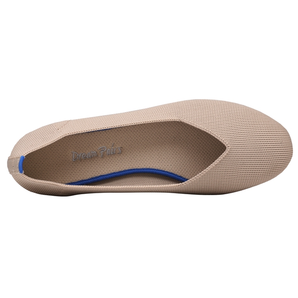 Round Toe Knit Flats - NUDE - 3