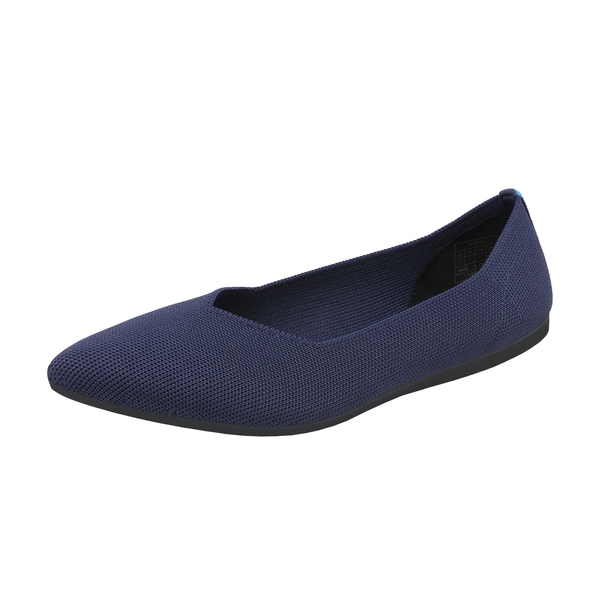 Pointed Toe Knit Flat Shoes - NAVY -  0