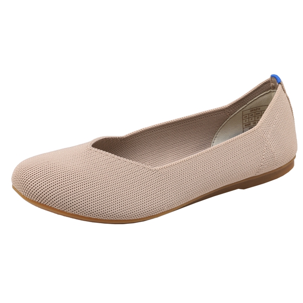 Round Toe Knit Flats - NUDE -  0