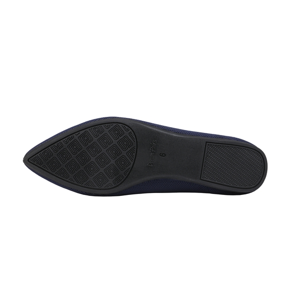 Pointed Toe Knit Flat Shoes - NAVY - 4