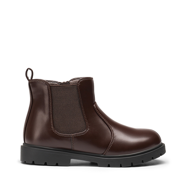 Side Zipper Kids Chelsea Boots - BROWN PU - 2