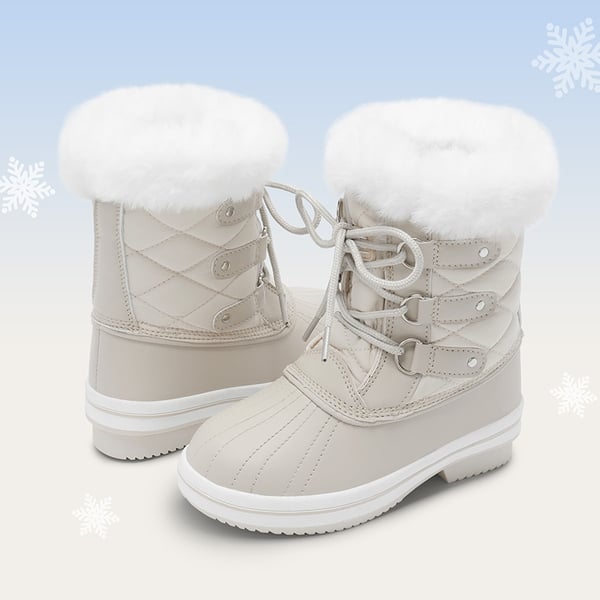 Kids Faux Fur Winter Snow Boots - OFF-WHITE - 3