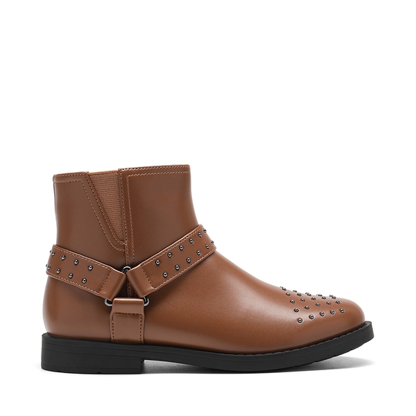 Kids Studded Detail Fashion Boots - BROWN - 2