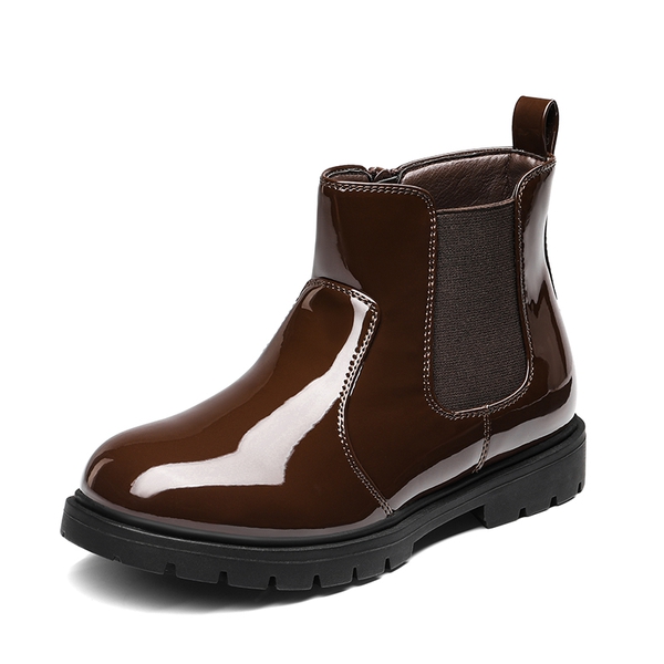 Side Zipper Kids Chelsea Boots - BROWN PAT -  0