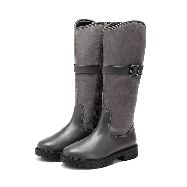 Kids Buckle Knee High Riding Boots - GRAY - 5