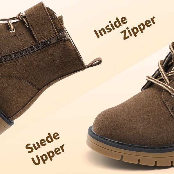 Kids Lace-Up Combat Boots - BROWN - 2