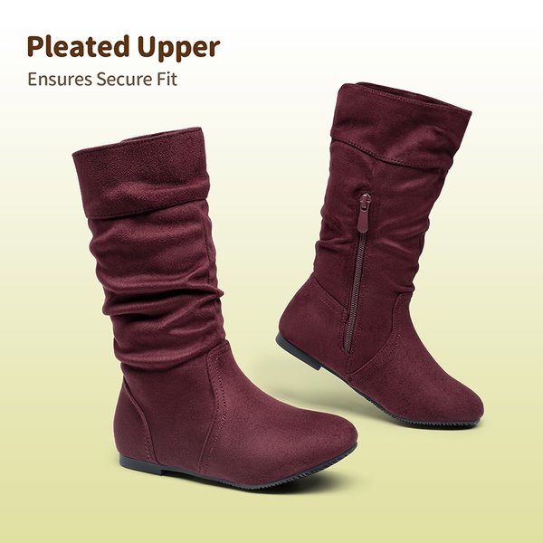 Girls Knee High Boots - BURGUNDY - 1