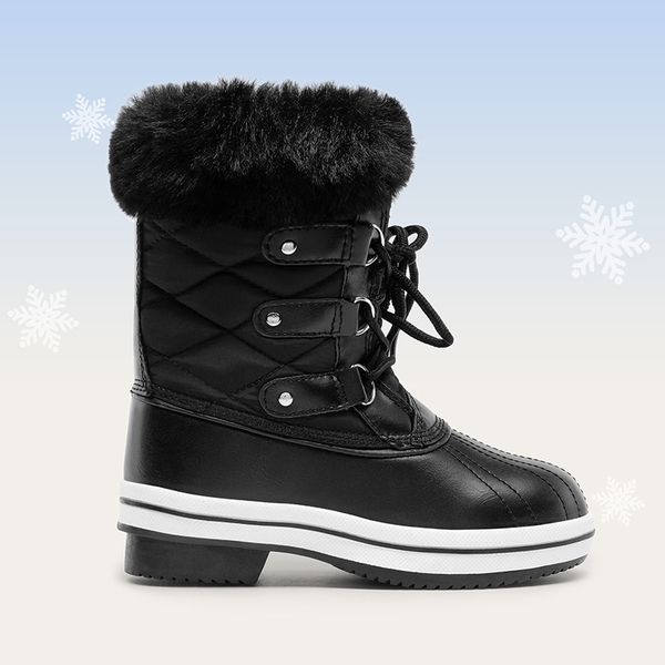 Kids Faux Fur Winter Snow Boots - BLACK - 4