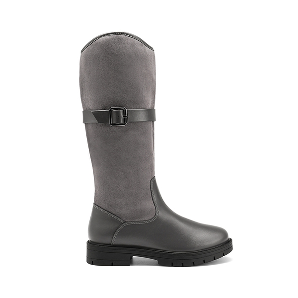 Kids Buckle Knee High Riding Boots - GRAY - 2