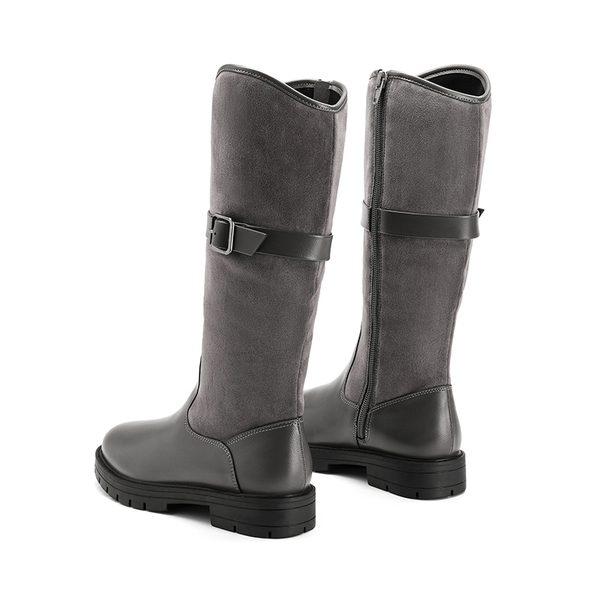 Kids Buckle Knee High Riding Boots - GRAY - 4