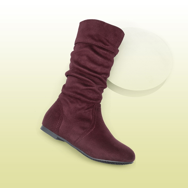 Girls Knee High Boots - BURGUNDY - 4