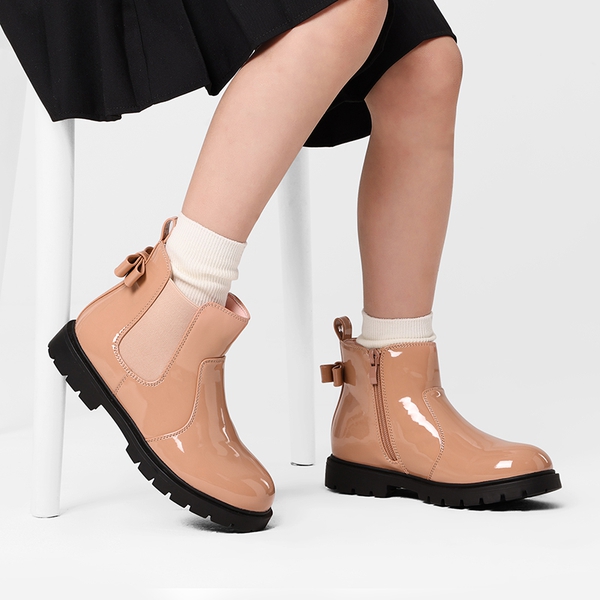 Side Zipper Kids Chelsea Boots - PINK PAT - 1
