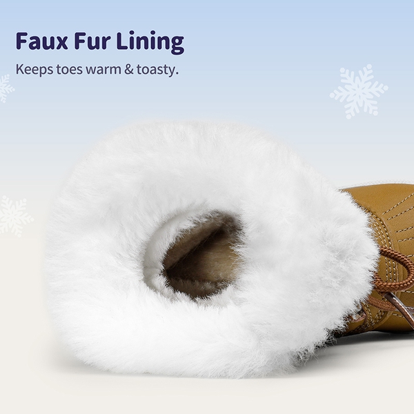 Kids Faux Fur Winter Snow Boots - TAN WHITE - 2